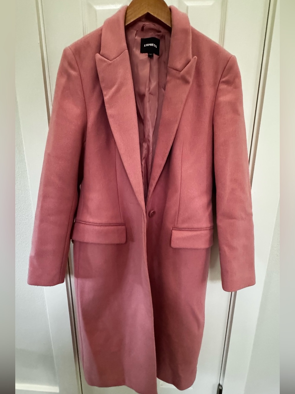 Express Dusty Rose Single-Button Wool-Blend Trench Coat